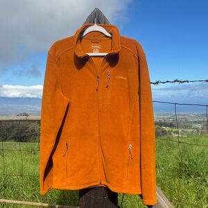 Vintage LL Bean Men’s XL Tall Orange Rust Zip Up Fleece Jacket Outdoor Polartec